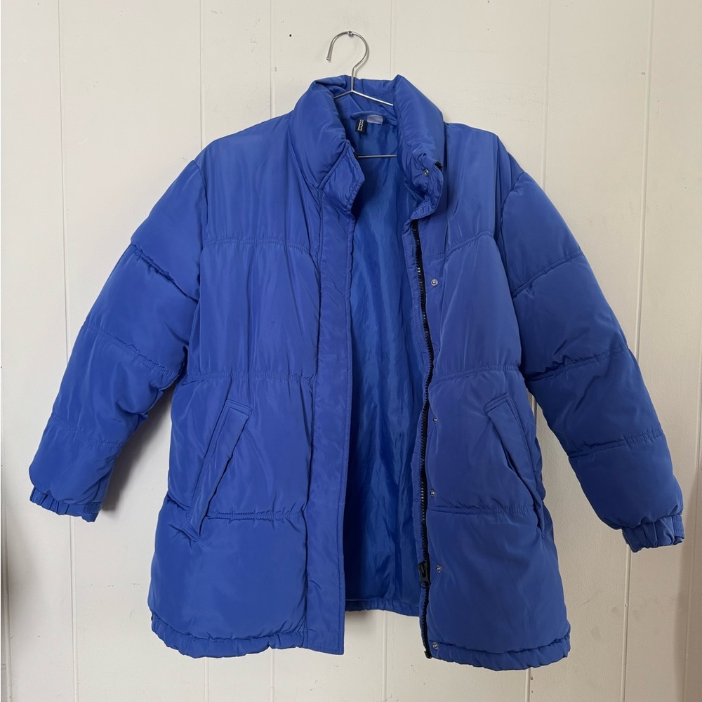 H&M Oversized Blue Puffer Jacket
